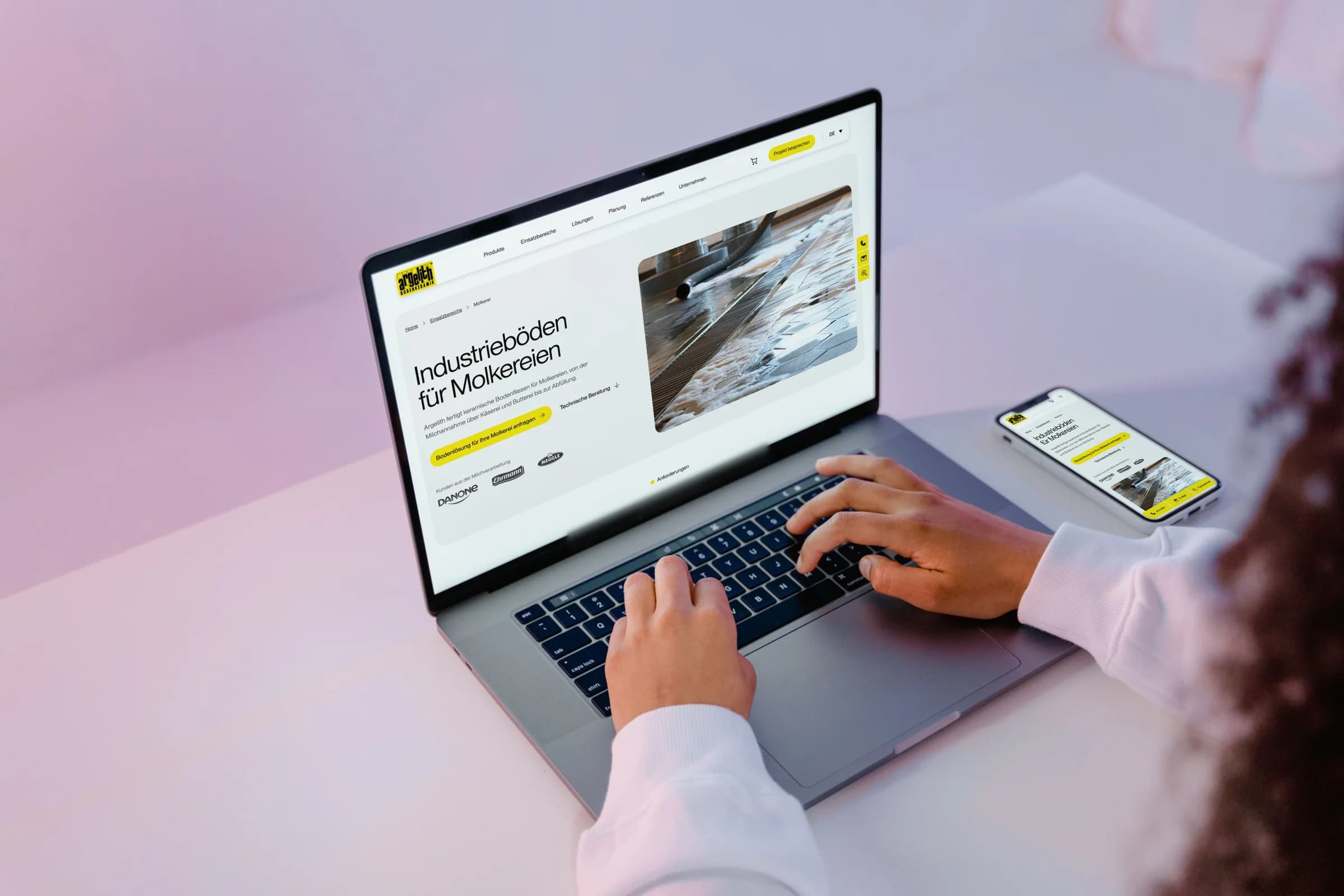 Website von Argelith, die Seite für Molkereien am Arbeitsplatz