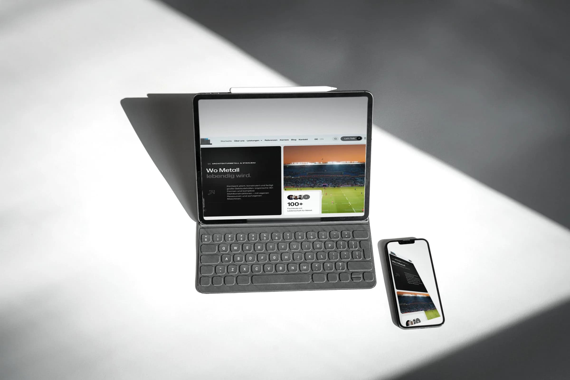 Projekt für einen Metallbaubetrieb, auf einem Tablet