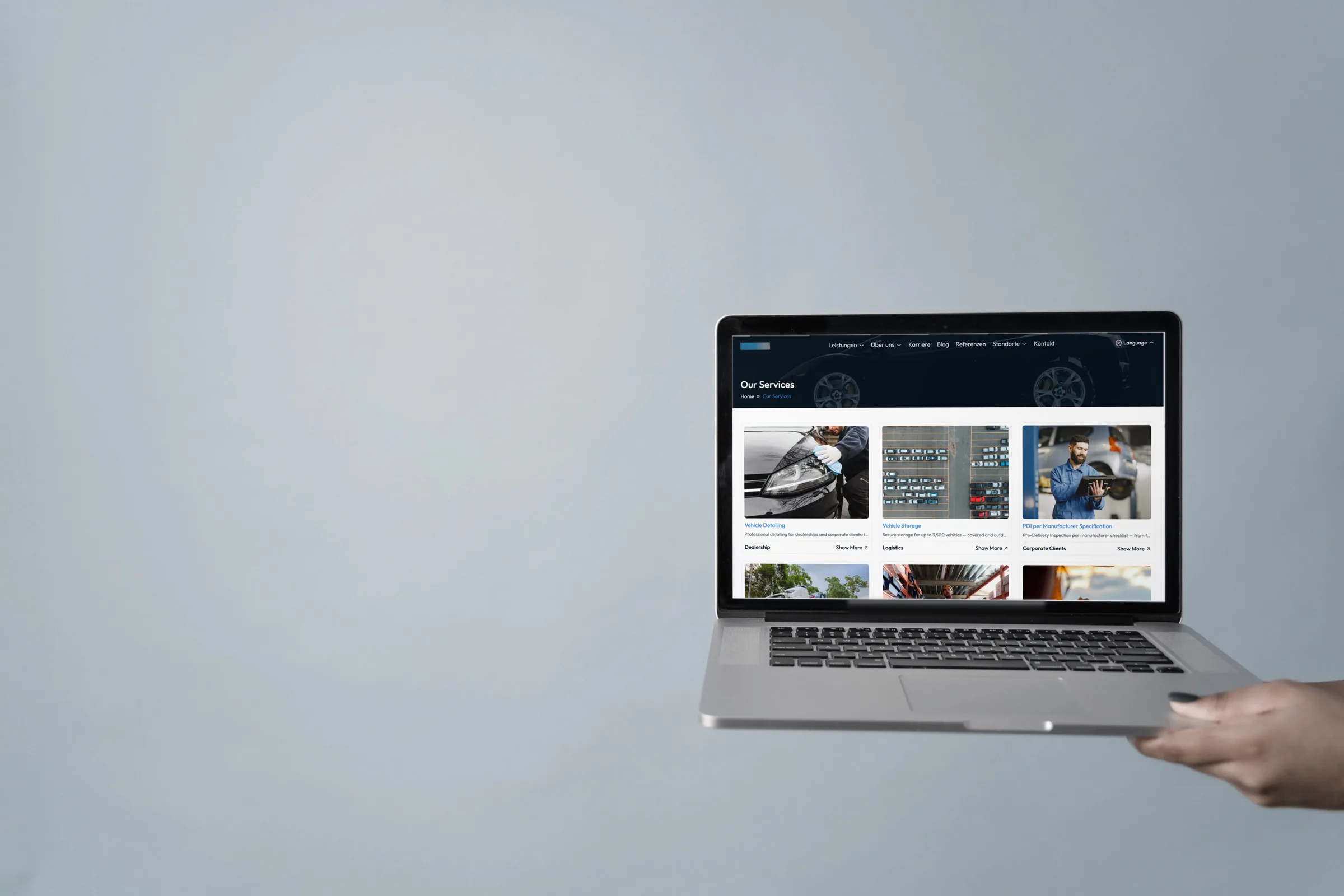 Projekt für einen Kfz-Dienstleister, auf einem Laptop