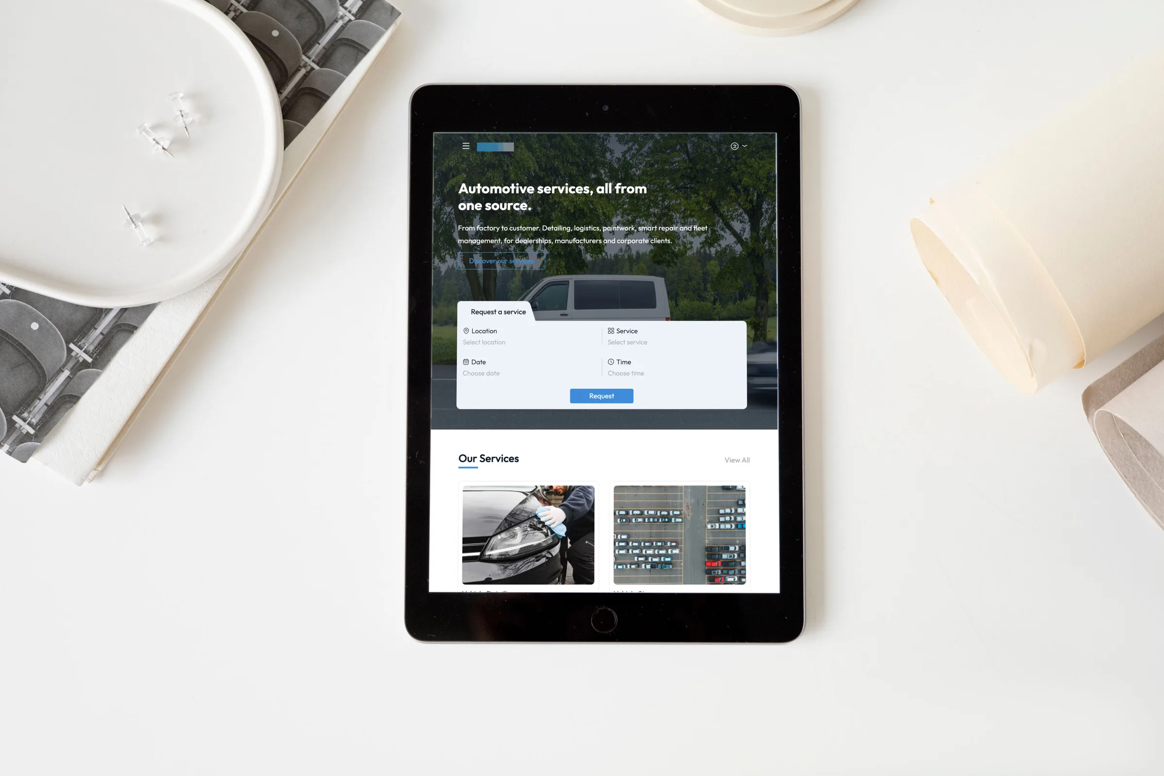 Projekt für einen Kfz-Dienstleister, auf einem Tablet