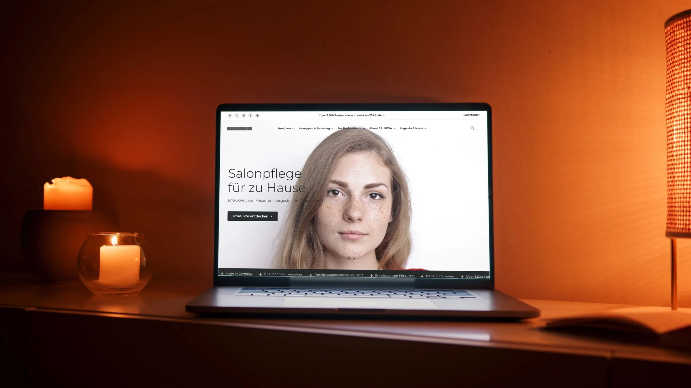 Projekt für einen Onlineshop für Haarpflegeprodukte, auf einem Laptop